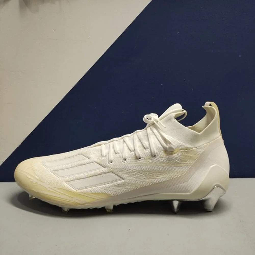 Adidas Adizero Primeknit Football Cleats Men 18 White Tan Slip Resistant Lace-Up